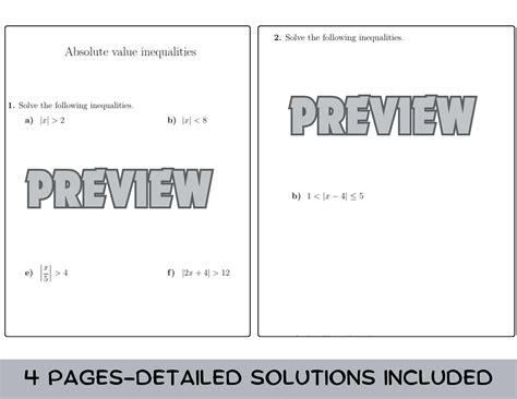 Absolute value inequalities worksheet (with solutions) | Teaching Resources