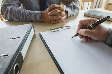 Job Interview With Human Resource Manager In Office Stock Photo Image