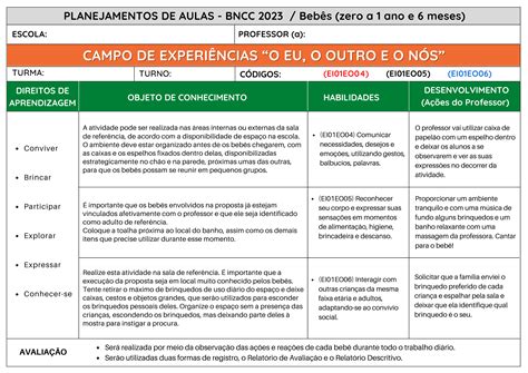 Planejamentos Para A Educação Infantil Bncc 2023