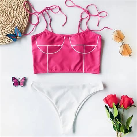 Womens Printed High Neck Crop Top High Waisted Bikini Swimsuit Swimsuit And Swim Suit Price