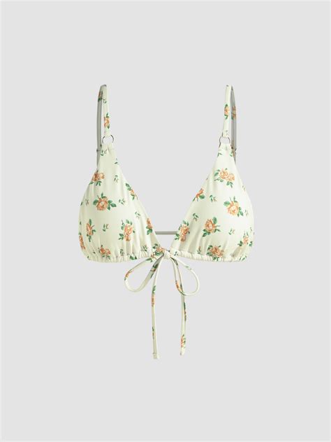 Haut De Bikini Triangle Cordon De Serrage Fleuri Cider