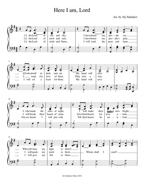 Here I Am Lord W Vocals Sheet Music For Piano Download Free In