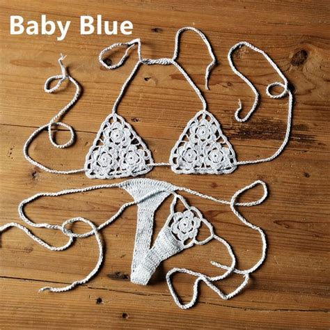 Crochet Mini Bikini Sunbathing Beach Micro Swimwear Cotton Sexy