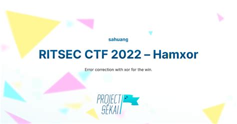 Ritsec Ctf 2022 Hamxor Project Sekai