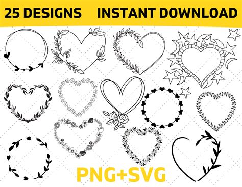 Herzkranz SVG Bundle Blumenkranz SVG Kranz SVG Valentinstag Etsy