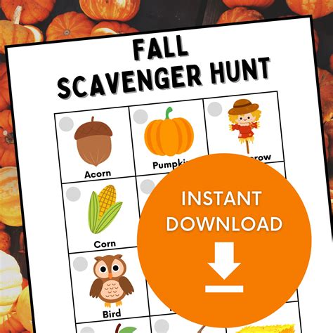 Fall Scavenger Hunt for Kids, Autumn Scavenger Hunt, Fall Activities ...