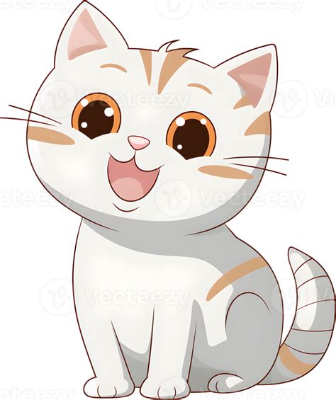 Smiling Cute Cartoon White Cat Png File No Background Ai Generated 28597502 Png