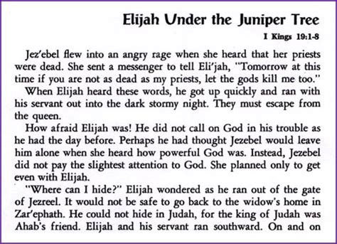 Elijah Under The Juniper Tree Story Kids Korner Biblewise