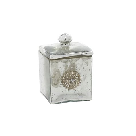 Grayson Lane Glam Silver Glass Decorative Jar 361071 Rona