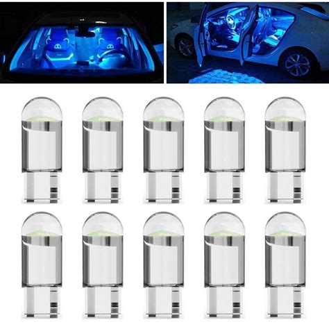 10pcs Ice Blue COB Led Car Side Lights Error Free Canbus Xenon W5w