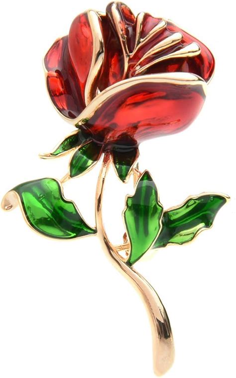 Red Rose Flower Brooches Women Enamel Weddings Brooch Pins