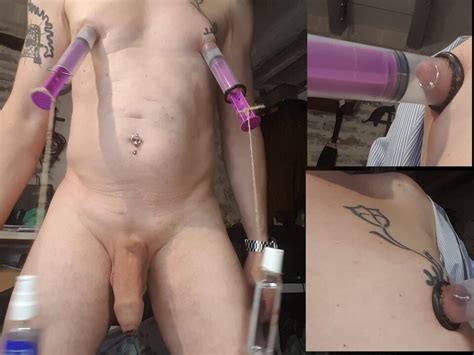 Tits Pump Nipples Pumped And Strongly Sucked By Air Vacuum Syringes