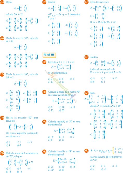 Matrices Nivel B Sico Ejercicios Resueltos Y Para Resolver Pdf