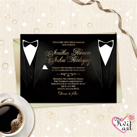 Gay Wedding Invitation Card Groom Invite Lgbt Groom Groom Mr Mr Personalized Wedding Men