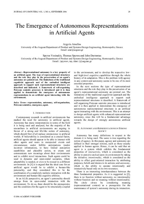 (PDF) The Emergence of Autonomous Representations in Artificial Agents