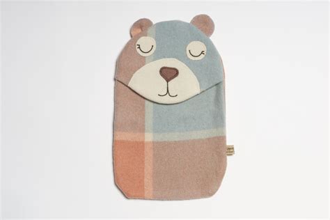 Vintage Bear Hottie Cover Coral And Blue Felt