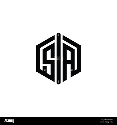 SA Letter Logo monogram hexagon shape with connect outline style design ...