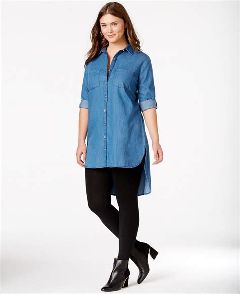 Stevie And Lindsay Plus Size Hi Low Denim Tunic Trendy Plus Sizes Plus Sizes Macys