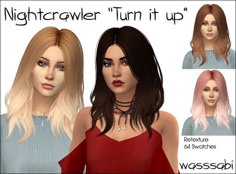 Sims 4 Hairs ~ Wasssabi Sims Turn It Up Hair Retextured By Nightcrawler