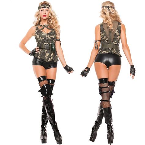 Free Shipping Camouflage Slim Women Sexy Uniform Soldiers Costumes