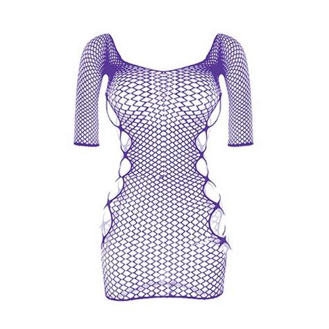 Women Fishnet Sexy Lingerie Stretchy Babydoll Chemise Dress Long Sleeve Bodysuit Ebay