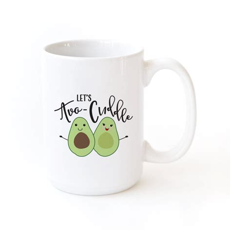 Let S Avo Cuddle Porcelain Ceramic Coffee Mug Funny Food Pun Mug