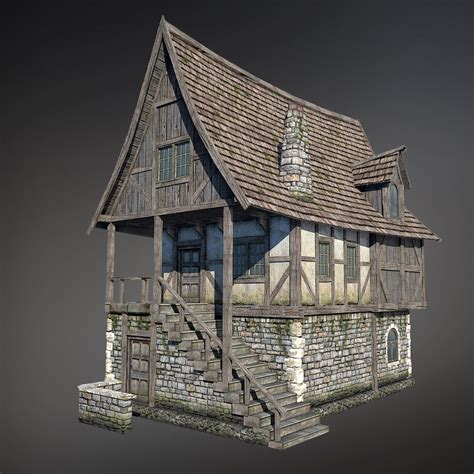 medieval house  poly  sergey ryzhkov  deviantart