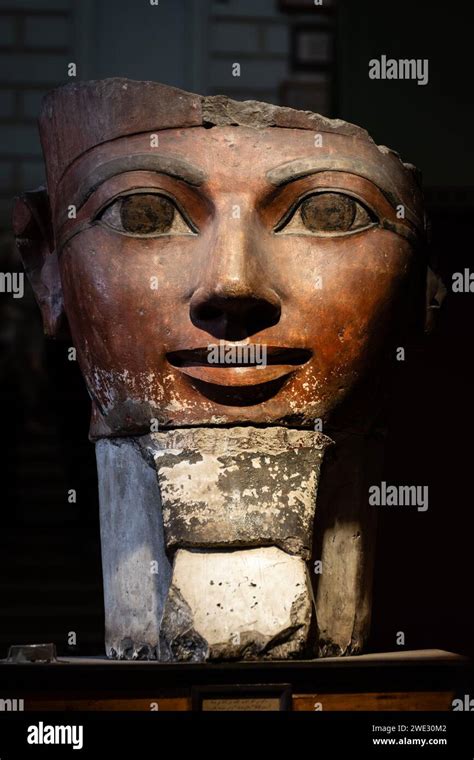 Cairo Egypt November Painted Limestone Head Of Queen