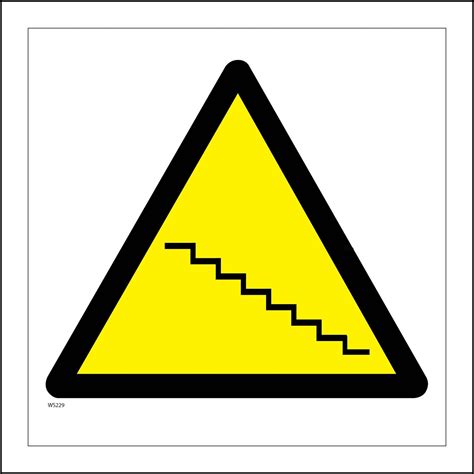 WS229 SQ Stairs Sign Please Take Care Use Handrail Steep Steps One at A