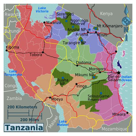 Large regions map of Tanzania | Tanzania | Africa | Mapsland | Maps of
