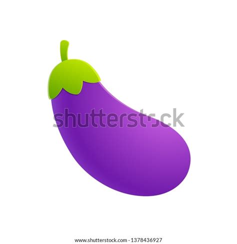 Cartoon Eggplant Emoji Icon Aubergine Symbol Stock Vector (Royalty Free