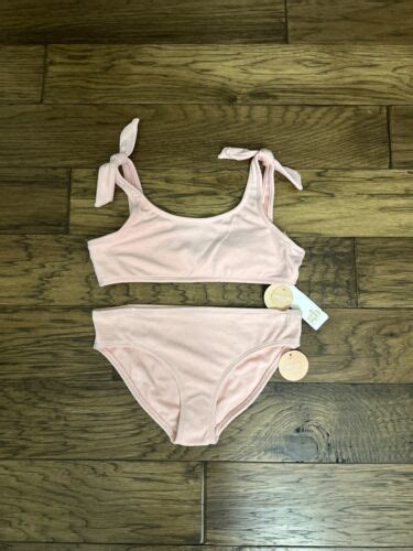 NWT GB Girls Pc Bikini Swimsuit Sz Pink Peach Color Terry Cloth EBay