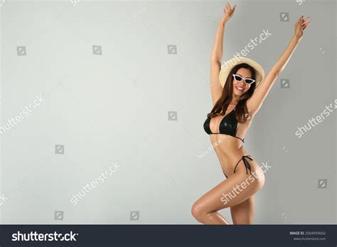 Beautiful Woman Stylish Bikini Sunglasses Hat Stock Photo Shutterstock