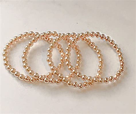 Beaded Stackable Stretch Bracelets In 14k Gold Filled Beads Etsy Uk