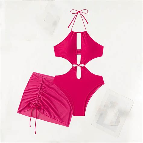 Aunvito Elegant Swimsuit For Women Fashion Comfortable Solid Bikini Women S Sexy Plain