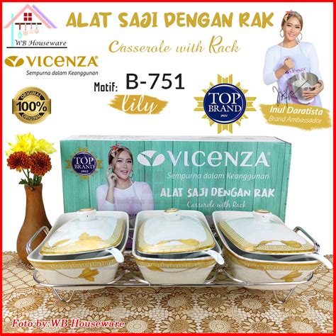 Jual Vicenza Wadah Saji Set Isi Rak Motif Lily Pemanas Makanan