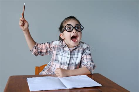 Nerdy Child Have An Idea Stock Photo Image Of Geek Nerdy 76490422