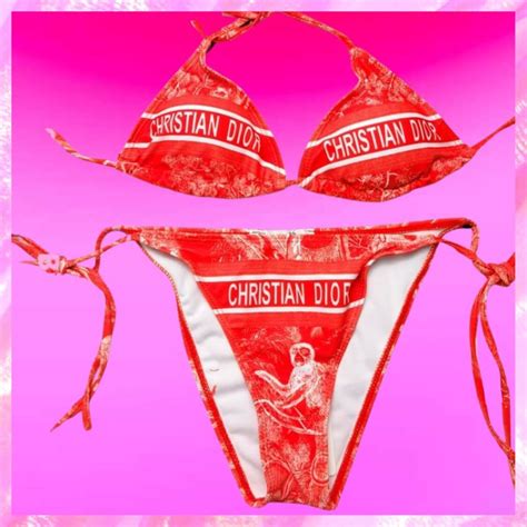 Designer String Bikini In Red Dior Bikini Beach Babe Bikini