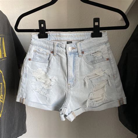 American Eagle Stretch Ripped Denim Mom Shorts Brand Depop