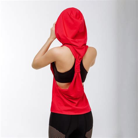 Buy Women Hooded Running Vests Sleeveless Yoga Dance