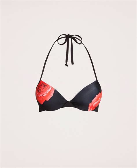 Push Up Bikini Top With Print Woman Black TWINSET Milano