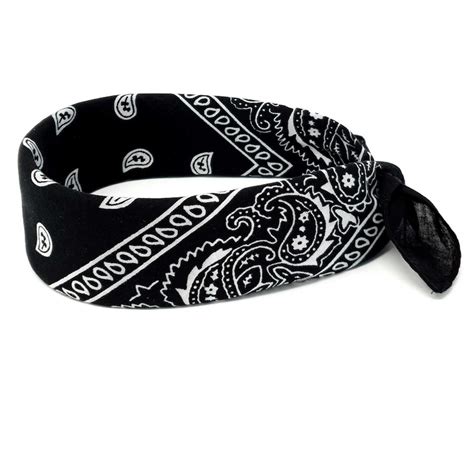 Black Paisley Bandana 100 Cotton Square Bandana Headband Etsy