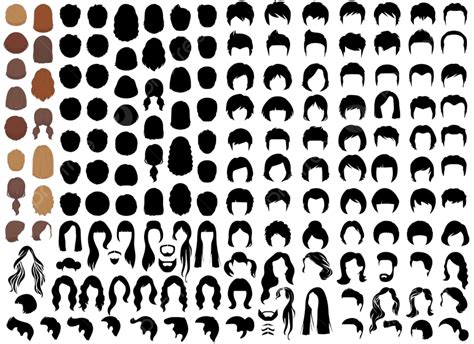 Female Hairstyle Silhouette Vector Png A Large Set Of Male And Female