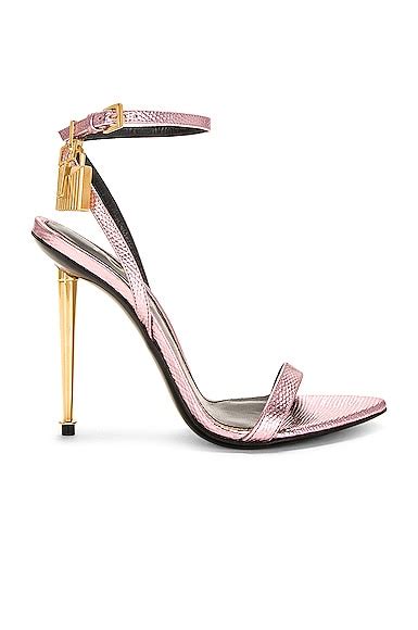 TOM FORD Printed Lizard Padlock Pointy Naked Sandal 105 In Light Pink FWRD