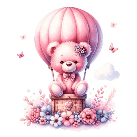 Teddy Bear Sitting On A Hot Air Balloon Hot Air Balloon Sitting Teddy Bear PNG Transparent