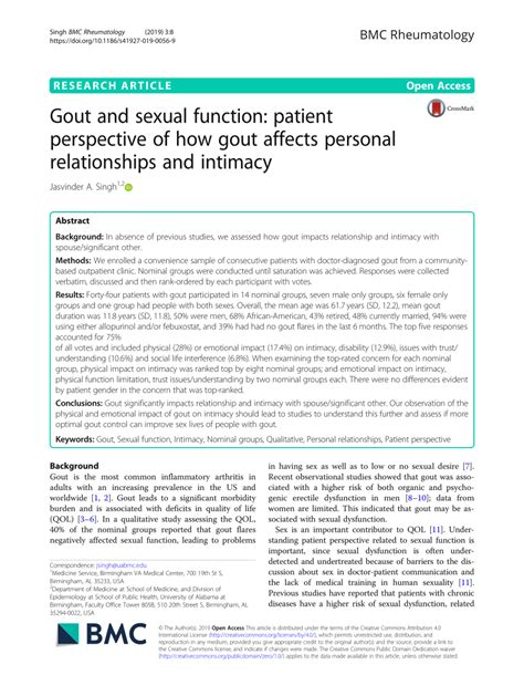 Pdf Gout And Sexual Function Patient Perspective Of How Gout Affects Personal Relationships