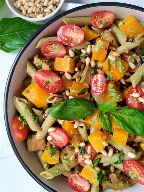 Vegan Pesto Pasta Salad With Lentils Tempeh Vegan Easy Veganeasy Org