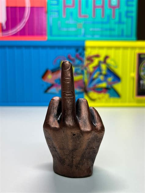Bronze Middle Finger Fuck You Off Sign Hand Figurine Etsy