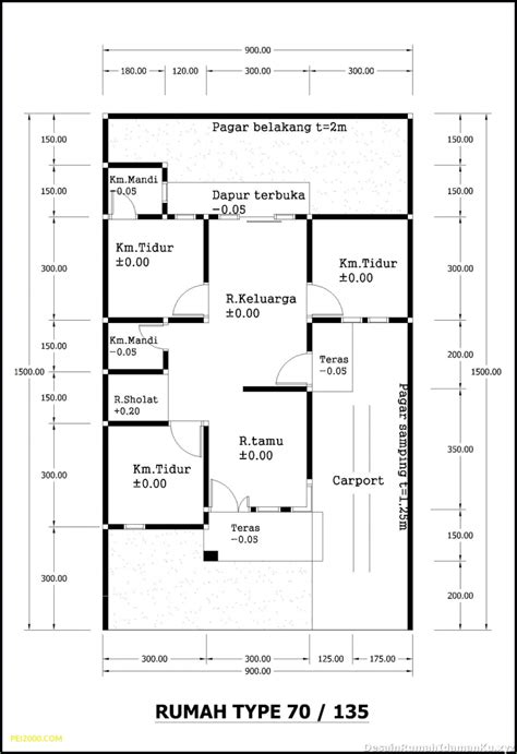 Denah Rumah Minimalis 1 Lantai Ukuran 6x12