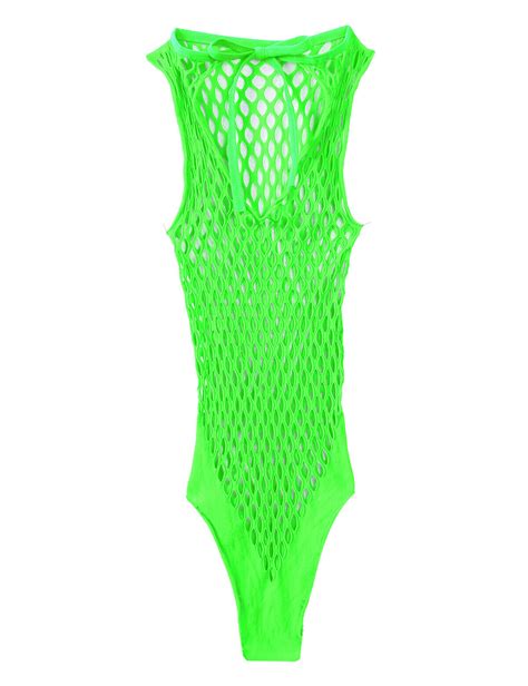 Women See Through Mesh Bodysuit Bodystocking Lingerie Fishnet Babydoll Nightwear EBay